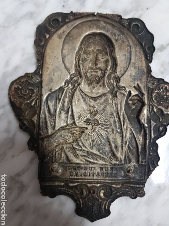 Antig&uuml;edades: Placa de Corazon de Jes&uacute;s para la puerta - Foto 2
