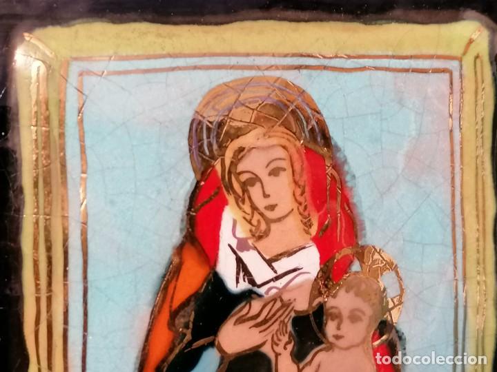 Antig&uuml;edades: ESMALTE POL&Iacute;CROMO DE LA VIRGEN CON EL NI&Ntilde;O - Foto 3