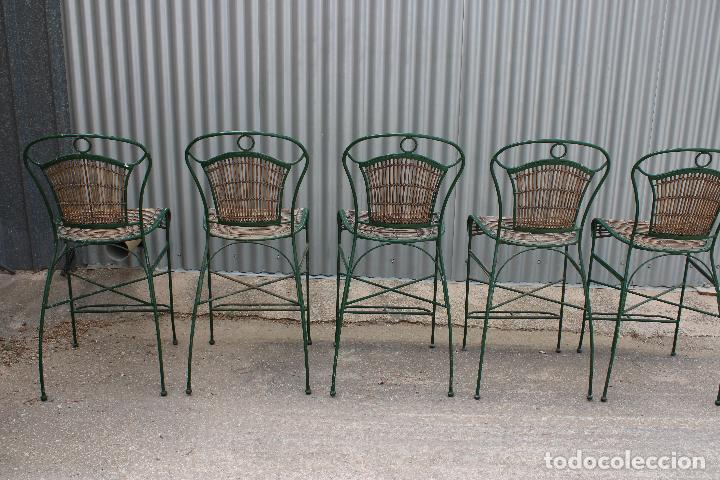 Antig&uuml;edades: 5 sillas de barra de hierro y bamb&uacute; - Foto 6