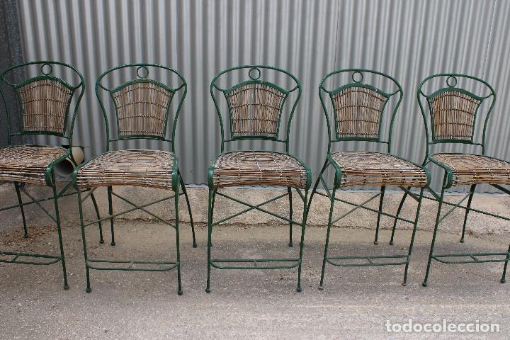 Antig&uuml;edades: 5 sillas de barra de hierro y bamb&uacute; - Foto 10