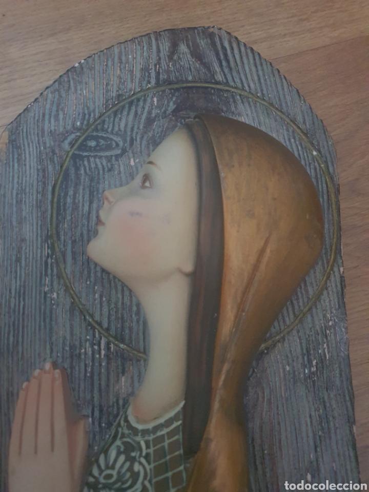 Antig&uuml;edades: cuadro talla en madera de una religiosa. - Foto 2