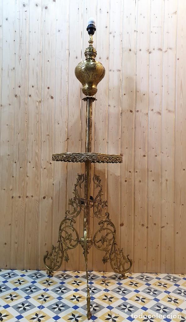 Antig&uuml;edades: .LAMPARA DE PIE BRONCE Y MARMOL - Foto 1