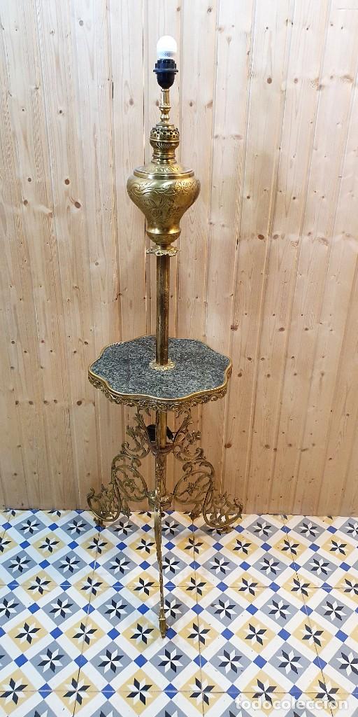 Antig&uuml;edades: .LAMPARA DE PIE BRONCE Y MARMOL - Foto 2