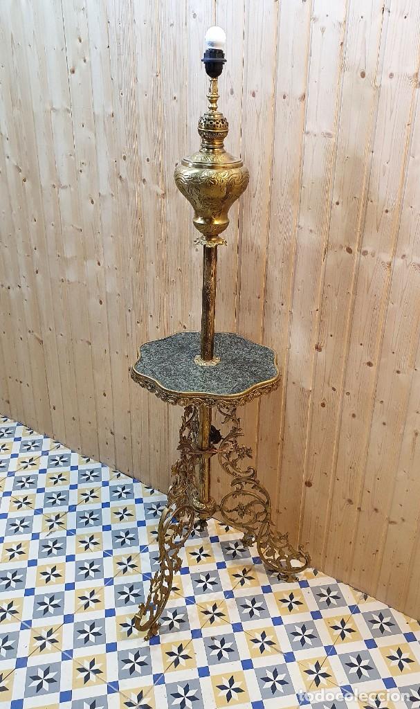 Antig&uuml;edades: .LAMPARA DE PIE BRONCE Y MARMOL - Foto 3