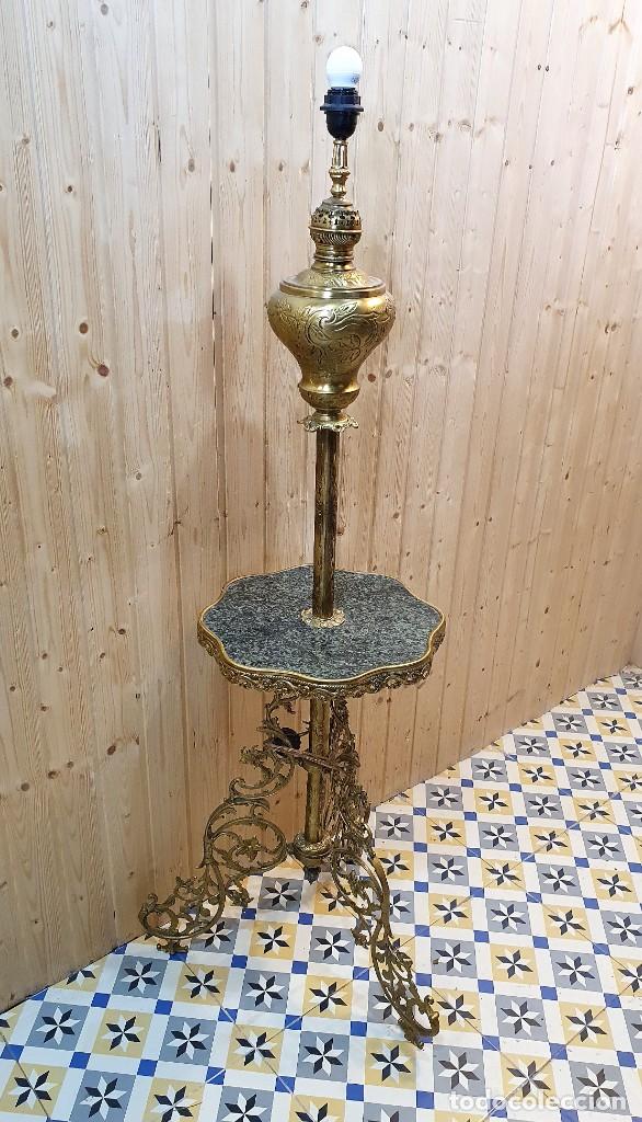 Antig&uuml;edades: .LAMPARA DE PIE BRONCE Y MARMOL - Foto 4
