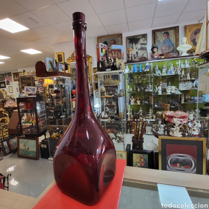 Antig&uuml;edades: JARRON,BOTELLA CRISTAL MURANO COLOR ROJO. - Foto 2