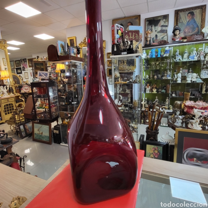 Antig&uuml;edades: JARRON,BOTELLA CRISTAL MURANO COLOR ROJO. - Foto 4