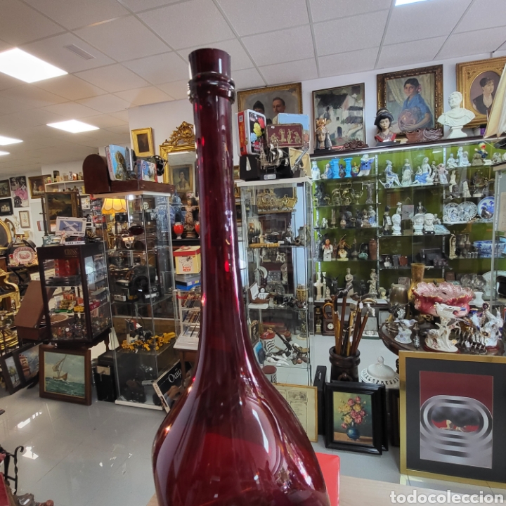 Antig&uuml;edades: JARRON,BOTELLA CRISTAL MURANO COLOR ROJO. - Foto 5
