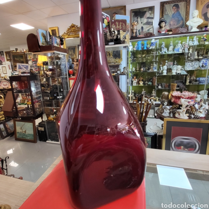 Antig&uuml;edades: JARRON,BOTELLA CRISTAL MURANO COLOR ROJO. - Foto 7