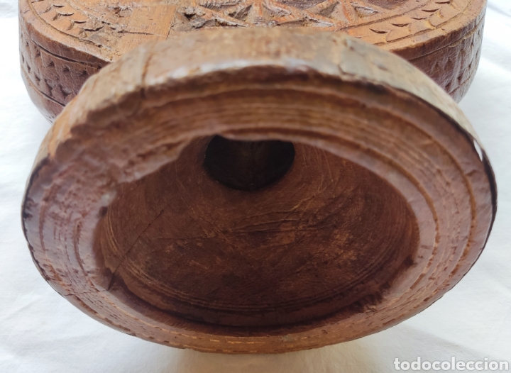 Antig&uuml;edades: ARTE PASTORIL CANDELABRO MADERA TALLADA DECORACI&Oacute;N R&Uacute;STICA - Foto 14