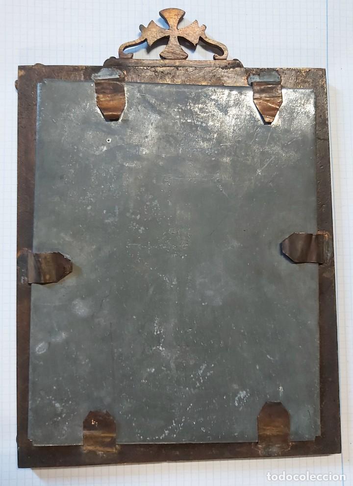Antig&uuml;edades: Marco met&aacute;lico con escrito religioso, 24 x 17 cm - Foto 2