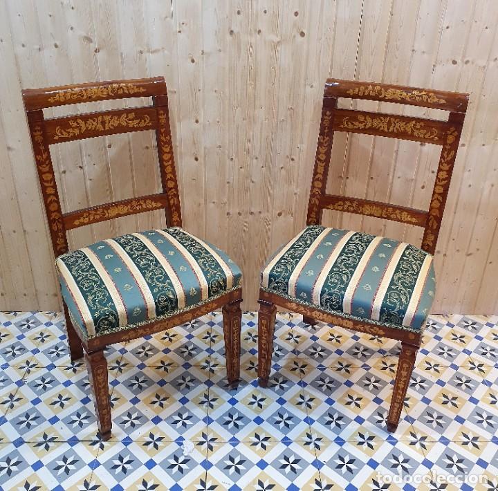 Antig&uuml;edades: CONJUNTO MESA Y DOS SILLAS MARQUETERIA - Foto 8