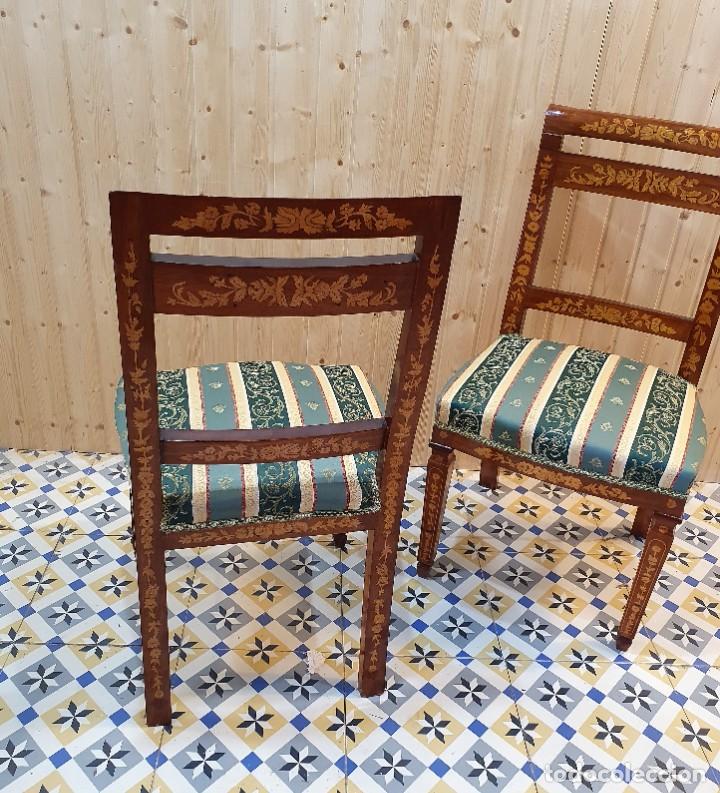 Antig&uuml;edades: CONJUNTO MESA Y DOS SILLAS MARQUETERIA - Foto 12