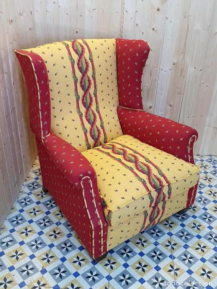 Antig&uuml;edades: SILLON OREJERO CON REPOSAPIES - Foto 5