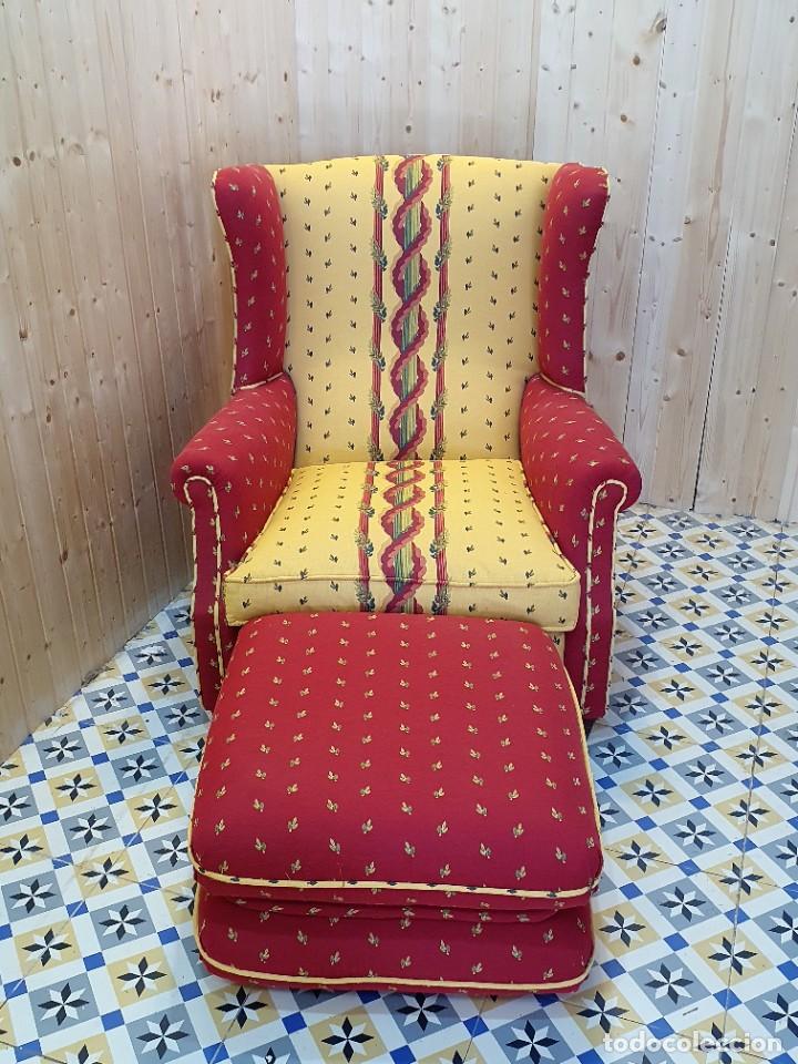 Antig&uuml;edades: SILLON OREJERO CON REPOSAPIES - Foto 6