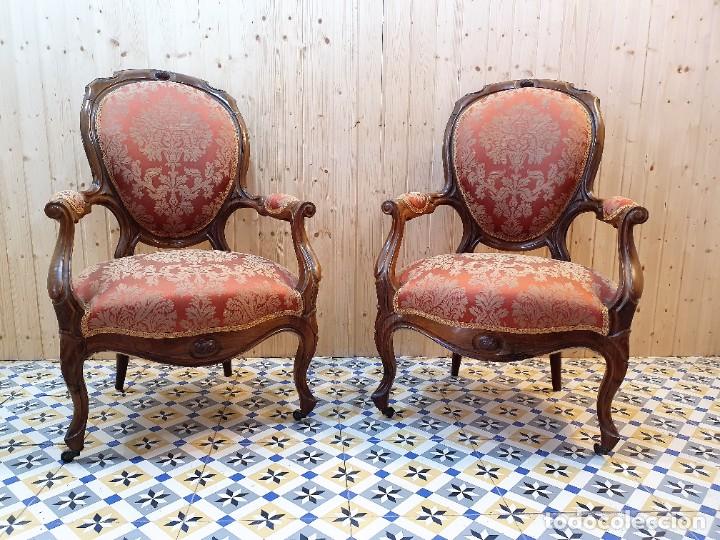 Antig&uuml;edades: SOFA CON SILLONES ESTILO ISABELINO - Foto 10