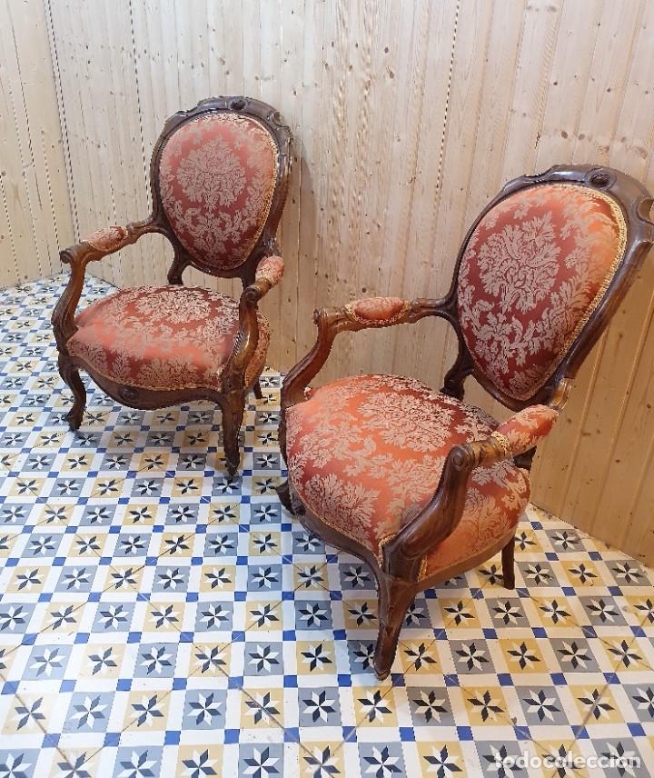 Antig&uuml;edades: SOFA CON SILLONES ESTILO ISABELINO - Foto 11