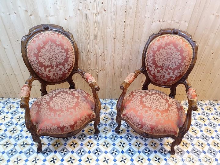 Antig&uuml;edades: SOFA CON SILLONES ESTILO ISABELINO - Foto 12