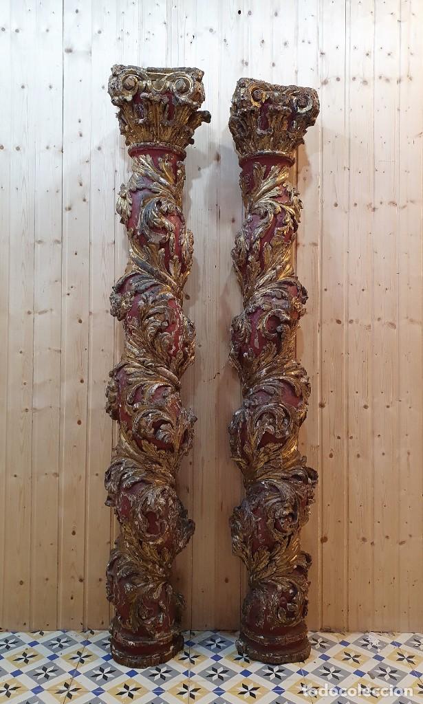 Antig&uuml;edades: PAREJA DE COLUMNAS ESTILO BARROCO S.XVII - Foto 1