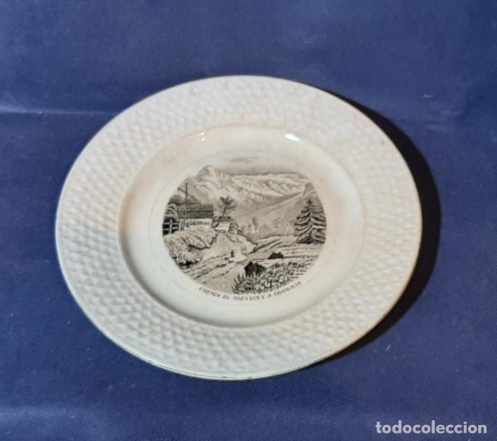 Antig&uuml;edades: Plato porcelana &rdquo; Chemin de Martign a Chamonix&rdquo; - Foto 2
