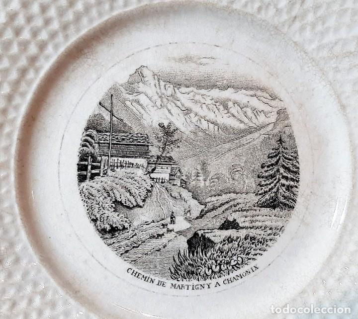 Antig&uuml;edades: Plato porcelana &rdquo; Chemin de Martign a Chamonix&rdquo; - Foto 3