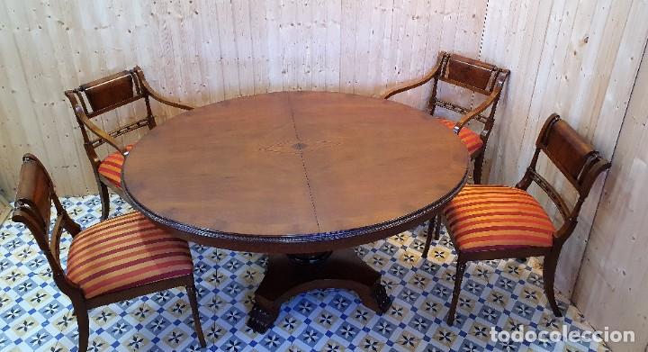 Antig&uuml;edades: CONJUNTO DE MESA EXTENSIBLE Y SILLERIA MADERA DE TEKA - Foto 2