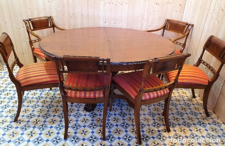 Antig&uuml;edades: CONJUNTO DE MESA EXTENSIBLE Y SILLERIA MADERA DE TEKA - Foto 7