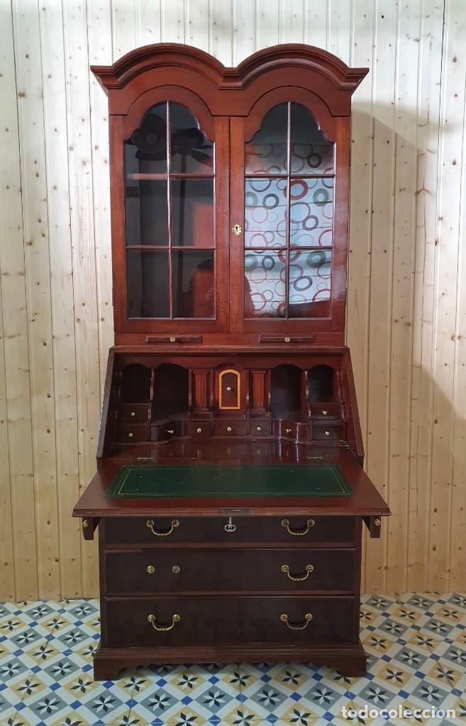 Antig&uuml;edades: ESCRITORIO SECRETER CON VITRINA, CAOBA - Foto 3