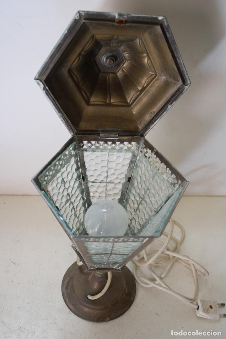 Antig&uuml;edades: lampara de sobremesa farol de bronce - Foto 2
