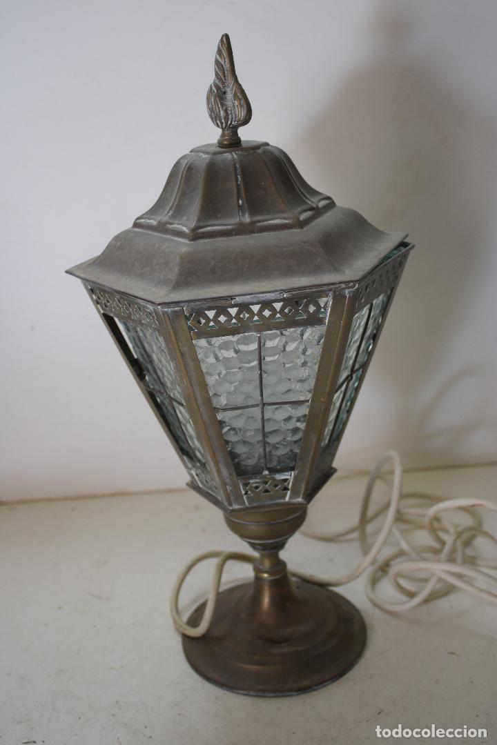Antig&uuml;edades: lampara de sobremesa farol de bronce - Foto 3
