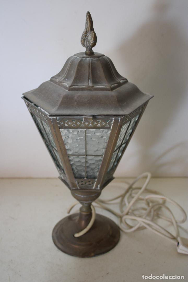 Antig&uuml;edades: lampara de sobremesa farol de bronce - Foto 4