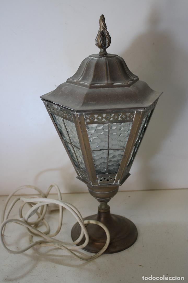 Antig&uuml;edades: lampara de sobremesa farol de bronce - Foto 1