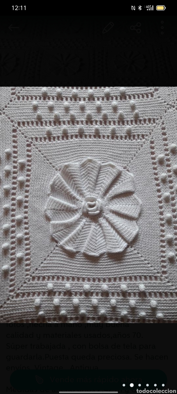 Antig&uuml;edades: Colcha de crochet , vintage - Foto 2