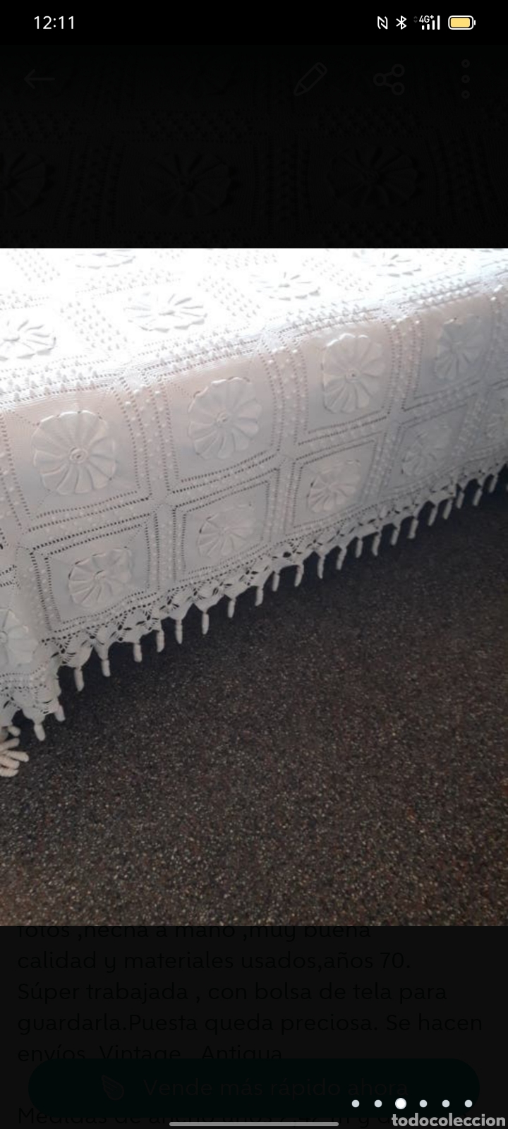 Antig&uuml;edades: Colcha de crochet , vintage - Foto 3
