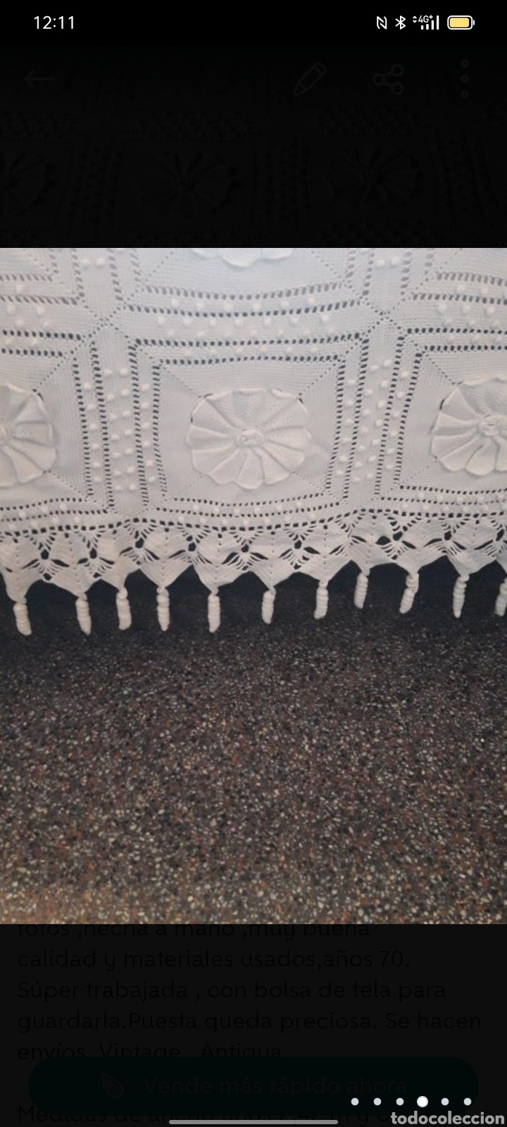 Antig&uuml;edades: Colcha de crochet , vintage - Foto 4
