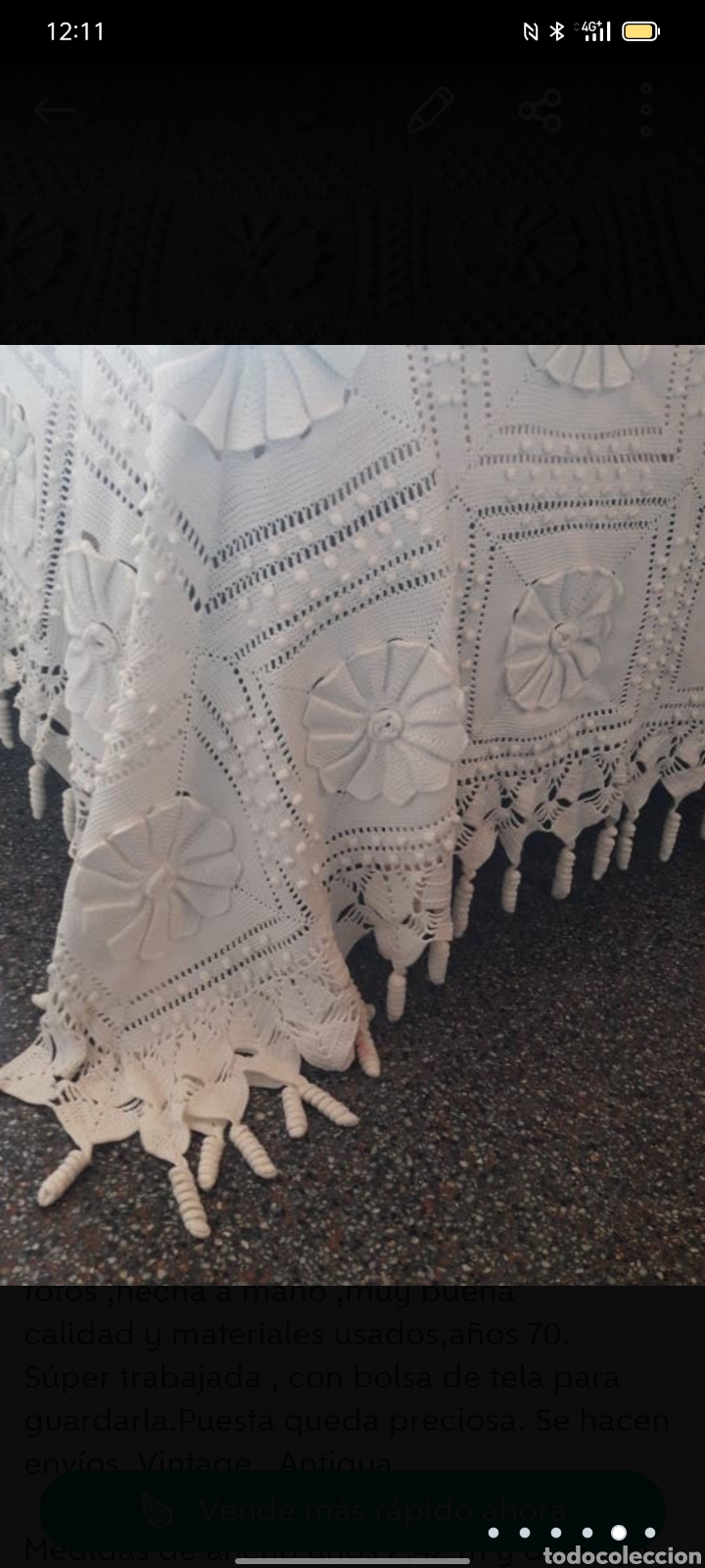 Antig&uuml;edades: Colcha de crochet , vintage - Foto 5