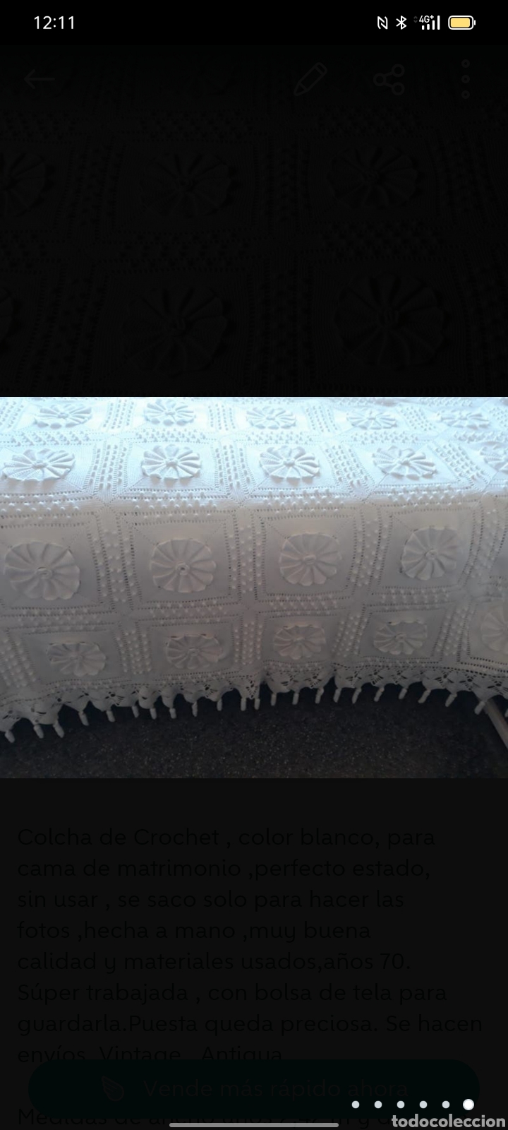 Antig&uuml;edades: Colcha de crochet , vintage - Foto 6