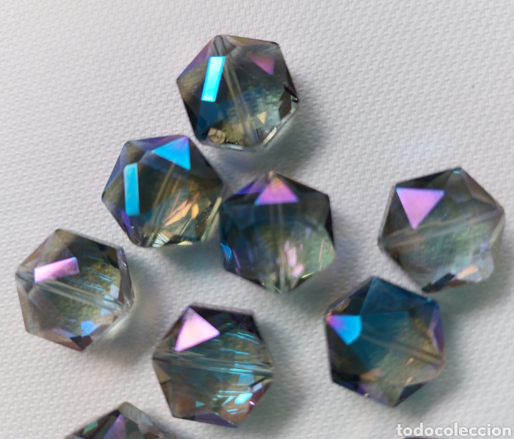 Antiguidades: NUEVO 10 piezas cristal facetado abalorios bisuter&iacute;a color campana metalizado 1,5 *1,5 cm