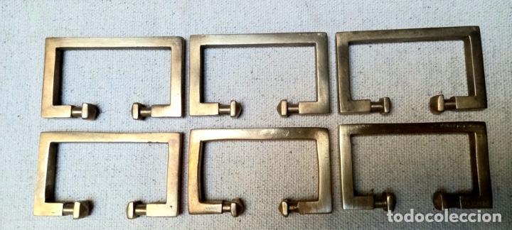 Antig&uuml;edades: Seis piezas de bronce Art Dec&oacute; para diferentes usos Tapicer&iacute;a Cortinas Herrajes de muebles Tiradores