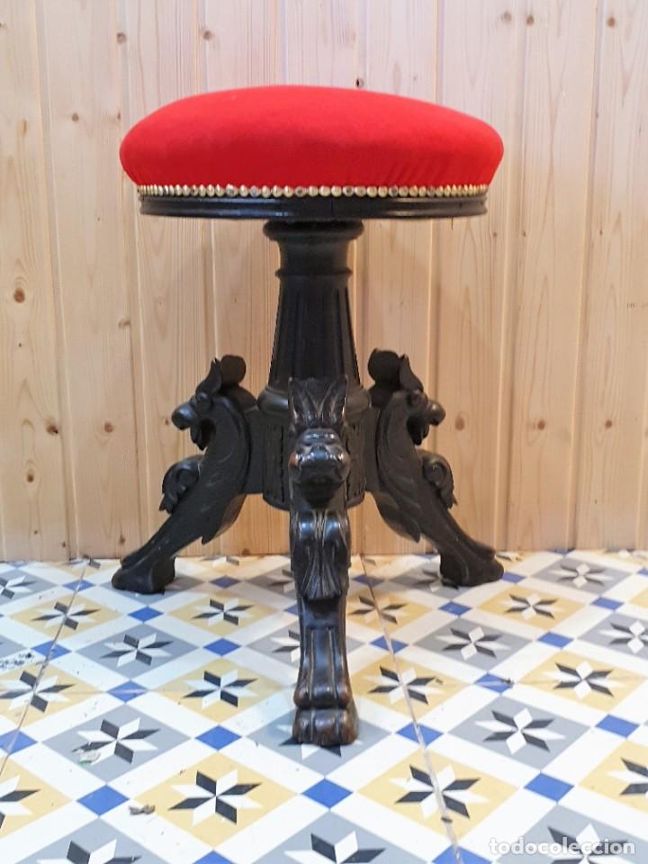 Antig&uuml;edades: TABURETE GIRATORIO - Foto 3