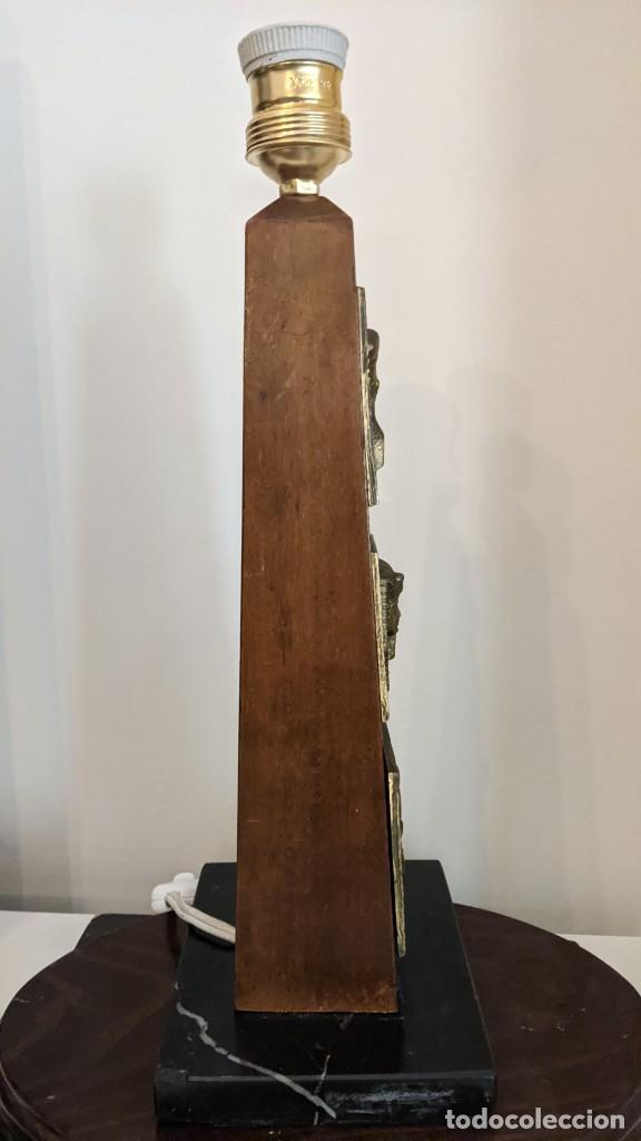 Antig&uuml;edades: LAMPARA OBELISCO MADERA LAT&Oacute;N M&Aacute;RMOL - Foto 5