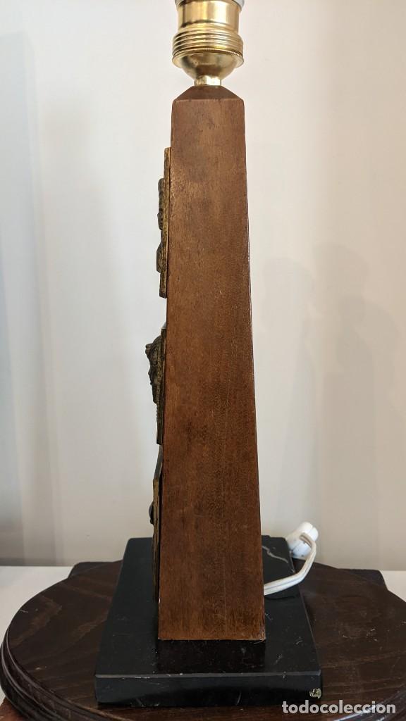 Antig&uuml;edades: LAMPARA OBELISCO MADERA LAT&Oacute;N M&Aacute;RMOL - Foto 6