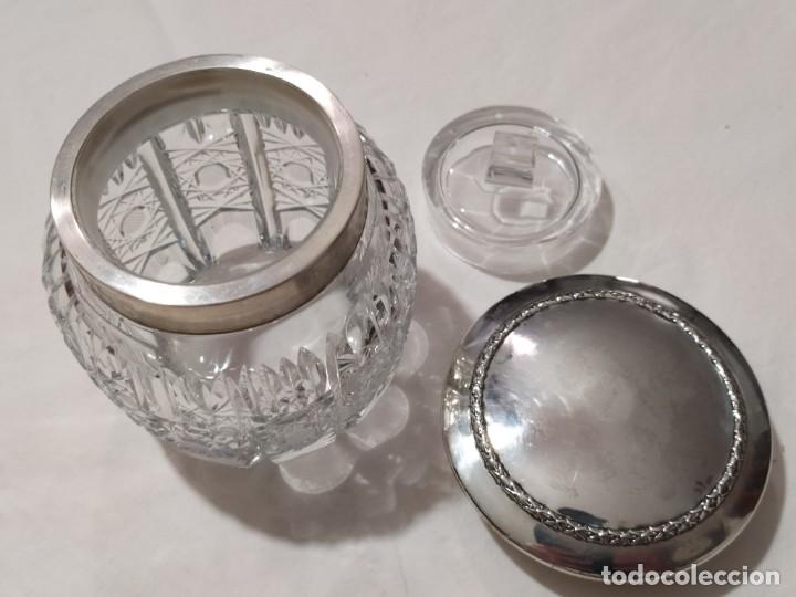 Antig&uuml;edades: TARRO-COMPOTERA DE CRISTAL TALLADO Y PLATA - Foto 2