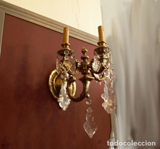 Antig&uuml;edades: GRAN APLIQUE TRIPLE DE BRONCE Y CRISTAL - Foto 2