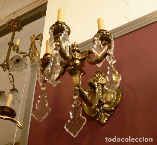 Antig&uuml;edades: GRAN APLIQUE TRIPLE DE BRONCE Y CRISTAL - Foto 3