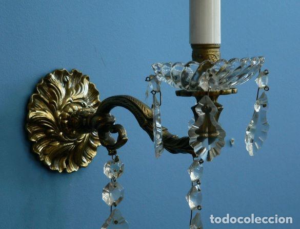 Antig&uuml;edades: APLIQUE DE PARED BRONCE Y CRISTAL - Foto 3