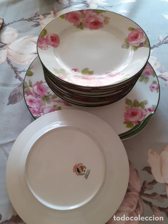 Antig&uuml;edades: Juego postre platos y bandeja - Foto 1