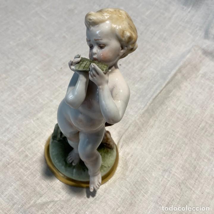 Antig&uuml;edades: Querub&iacute;n flauta porcelana CAPODIMONTE - Foto 4