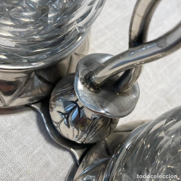 Antig&uuml;edades: Aceitera de cristal y plata - Foto 4