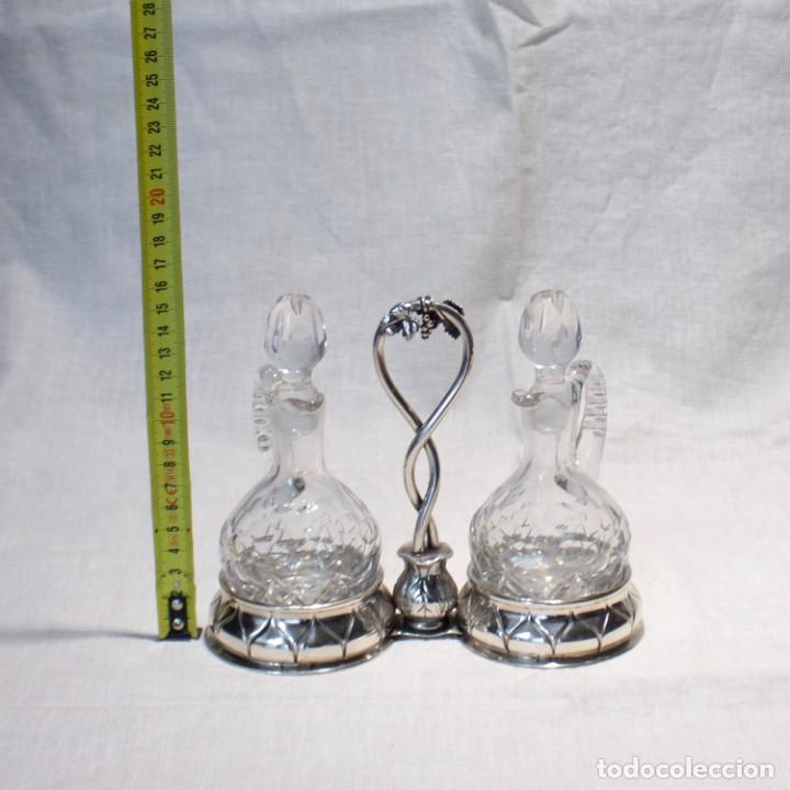 Antig&uuml;edades: Aceitera de cristal y plata - Foto 6